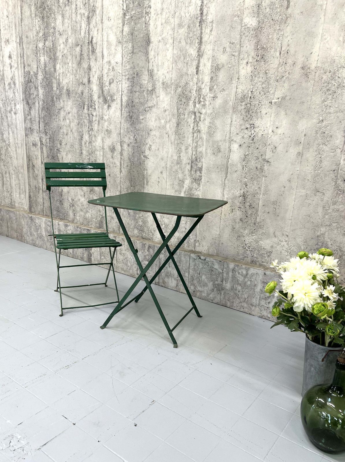 Folding Green Garden Table And Bistro Chair photo furniture