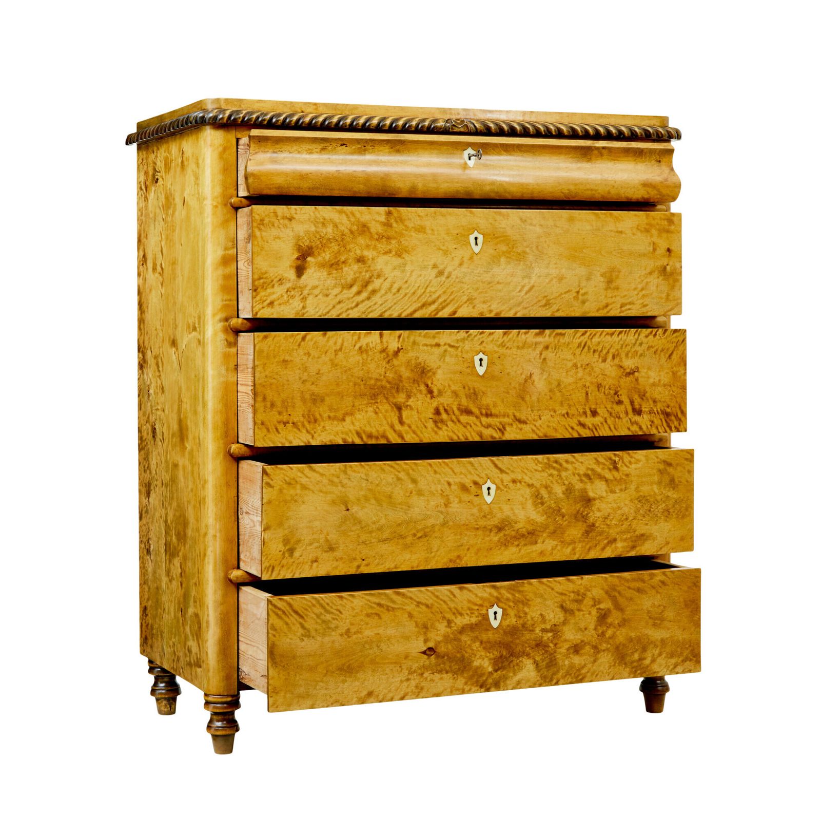 photo for sale Swedish 19th Century Carved Birch Chest Of Drawers