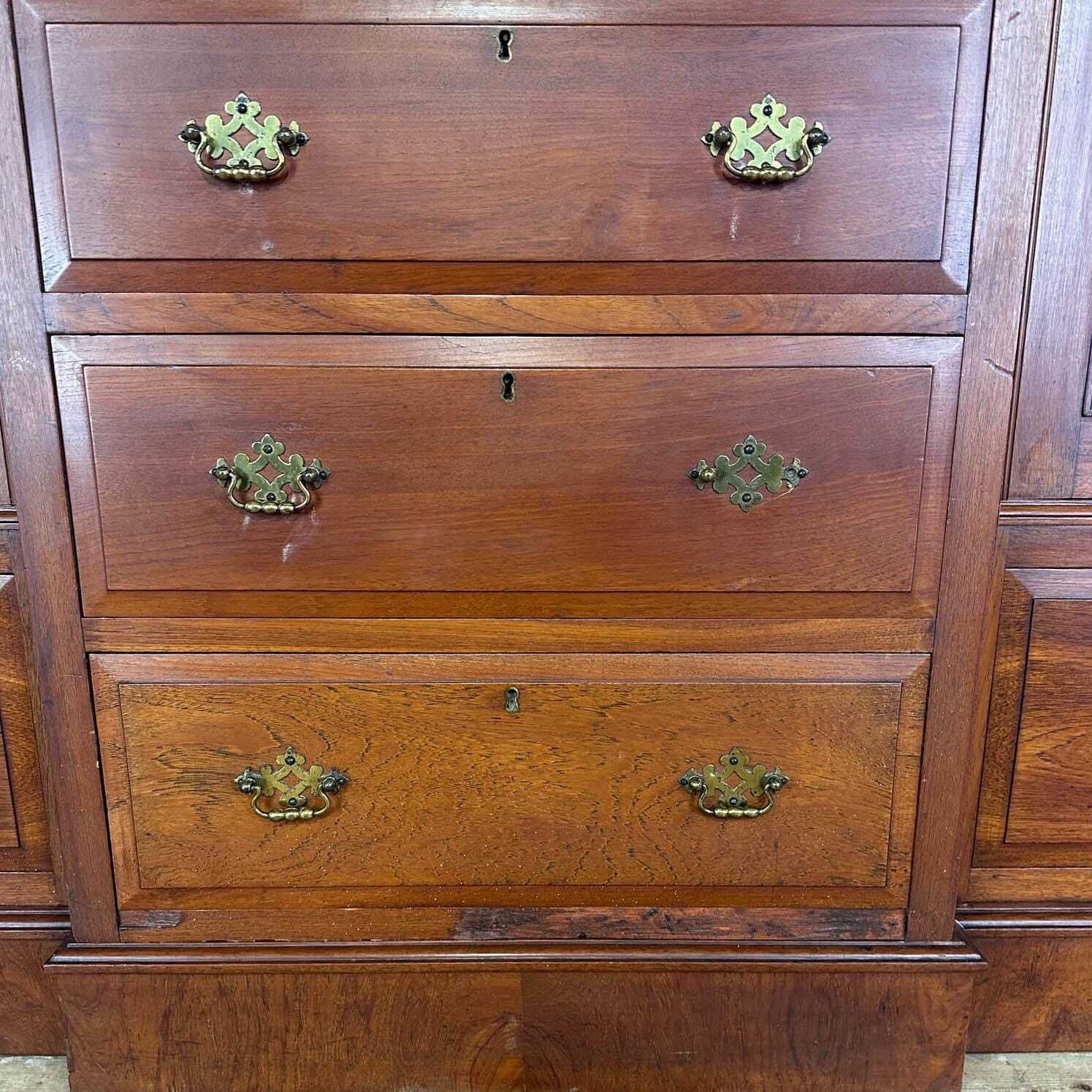 photo furniture Antique Victorian Walnut Triple Compactum Wardrobe