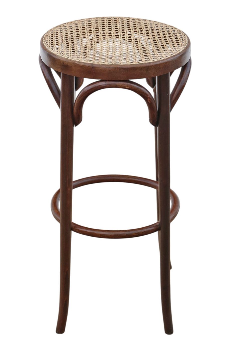 Antique C.1925 Bentwood High Tall Stool – Cane Seat, Fine Quality photo furniture