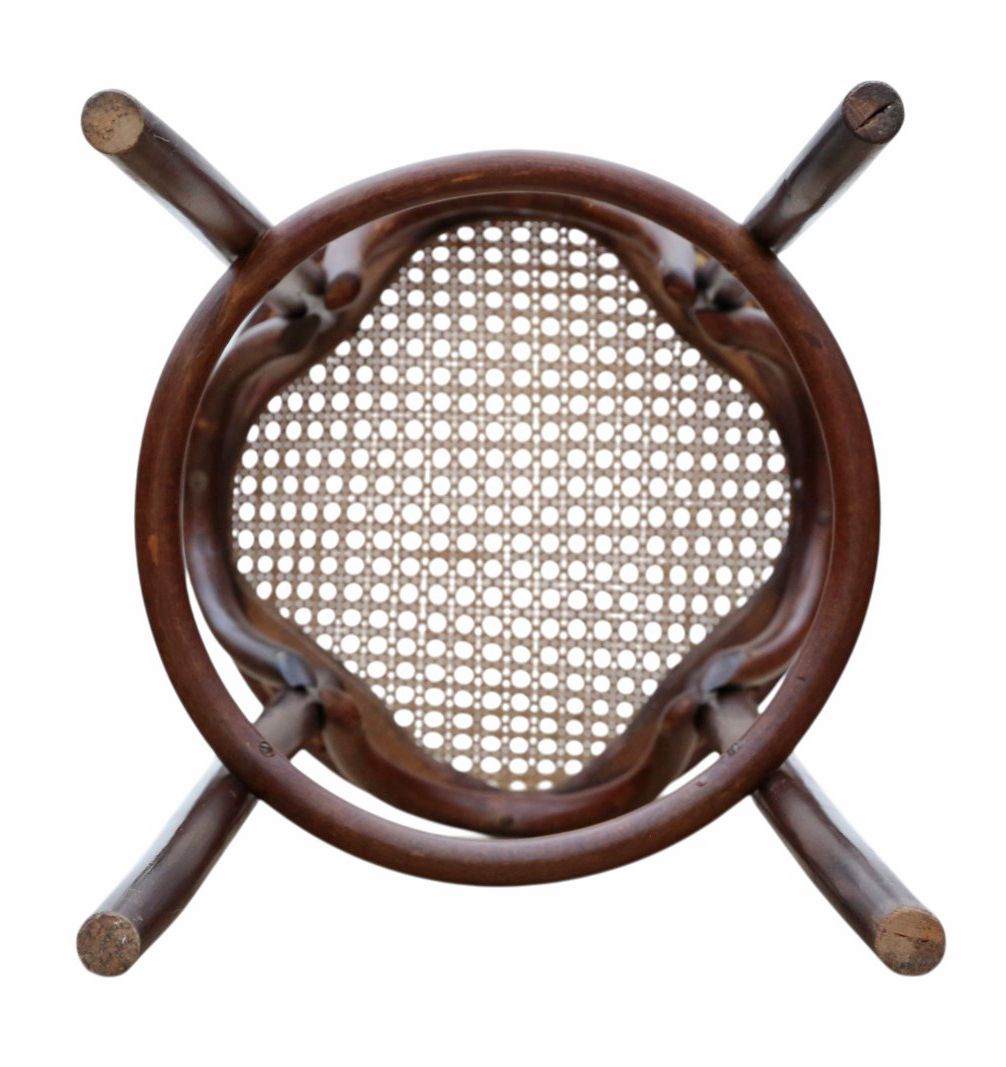 Antique C.1925 Bentwood High Tall Stool – Cane Seat, Fine Quality photo 486.0