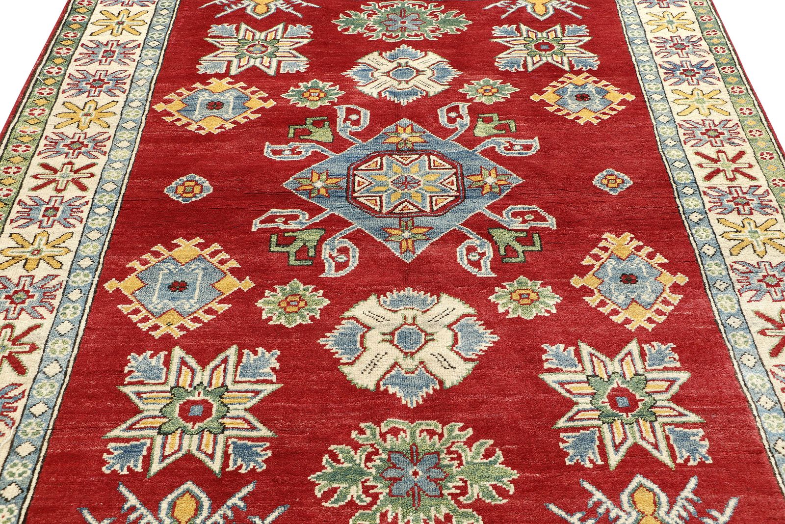 5x6 Red Kazak Tribal Afghan Caucasian Handmade Wool Area Rug photo Textiles