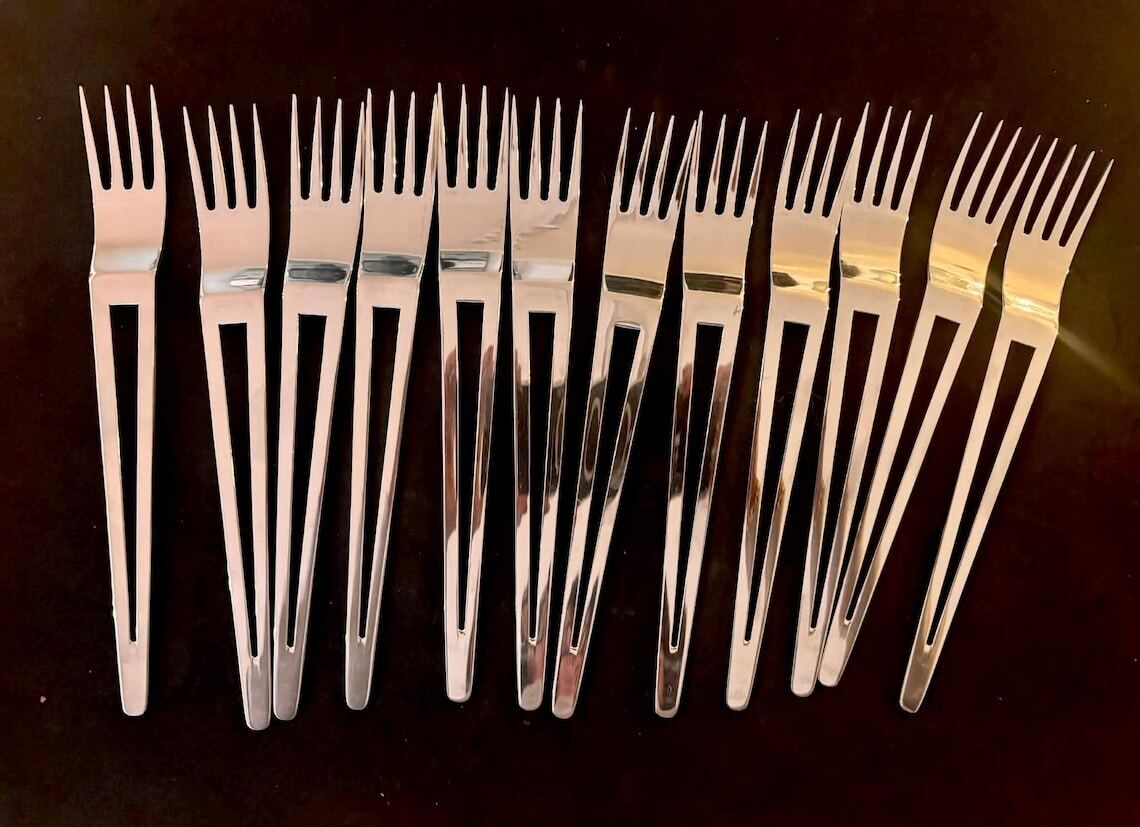 Flatware Set For 12 Stainless Steel Design Cutlery Modernist Design Post Modern Aztec Cutlery Set From Herdmar Made In Portugal Wedding Gift photo for sale