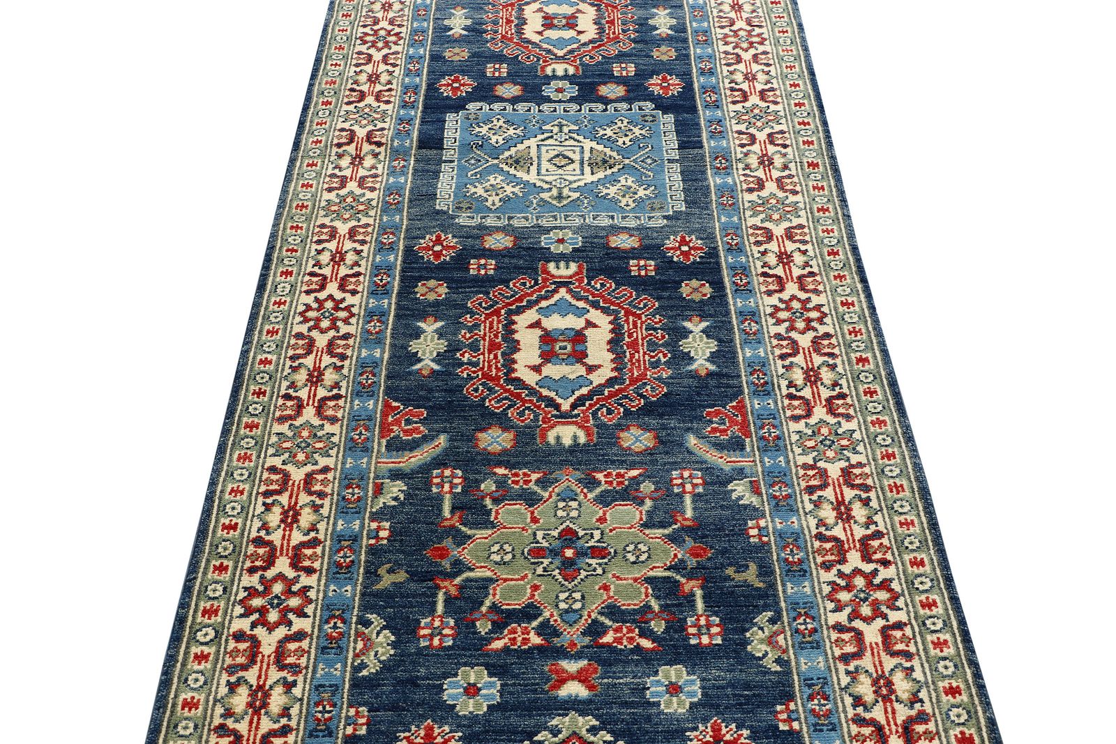 3x10 Blue Karaja Oriental Tribal Wool Runner Rug photo for sale