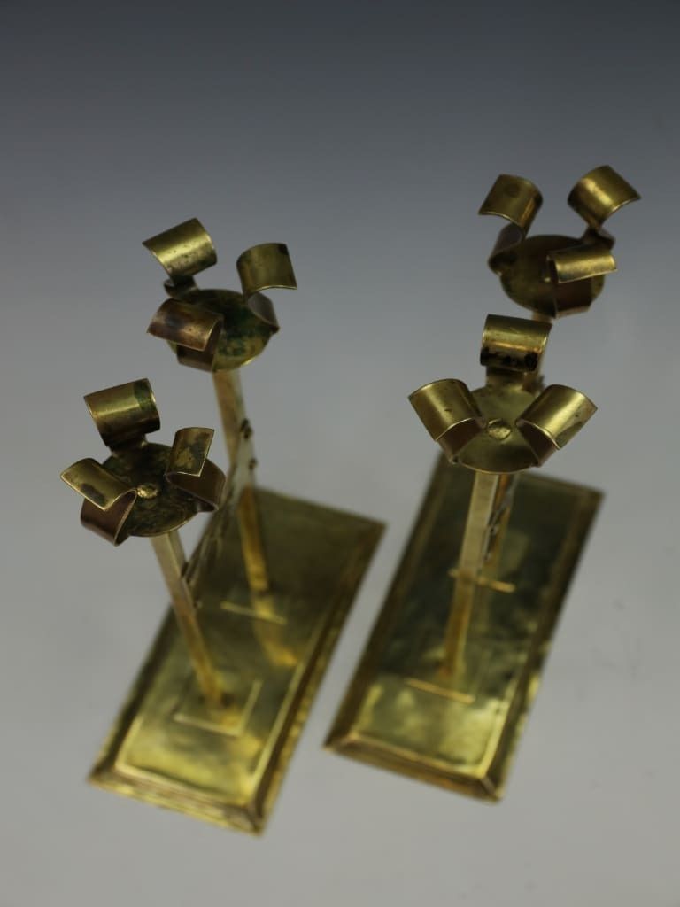 650.0 A Rare Pair Of Brass Candlesticks, Attributed To The Margaret Gilmour School photo