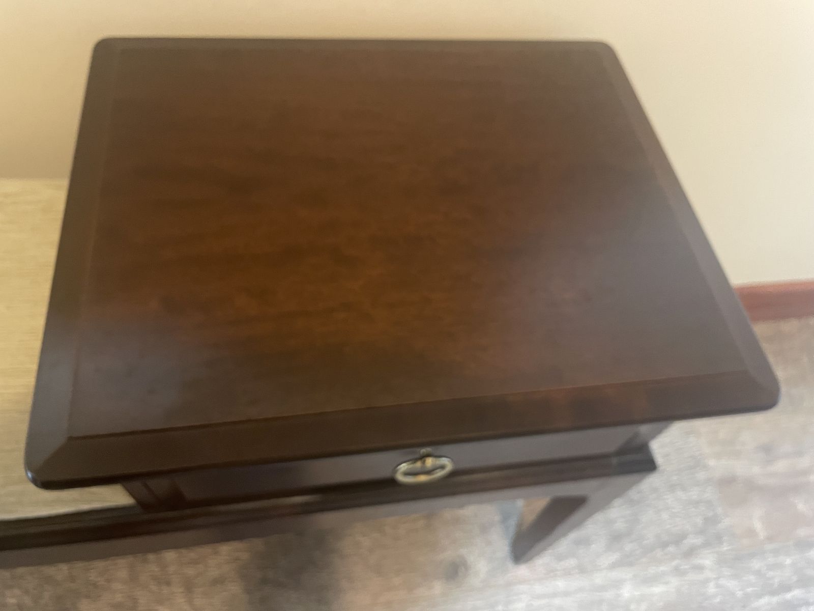 Vintage Stag Solid Wood Telephone / Hall Bench With Drawer – Dark Mahogany Veneer photo Furniture