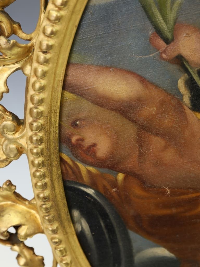 photo for sale An Italian Oil Painting On Canvas In A Giltwood Florentine Frame