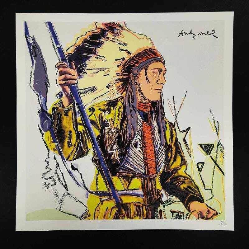 1980s Andy Warhol "Indians" Limited Edition Lithograph By Cmoa Numbered In Pencil.