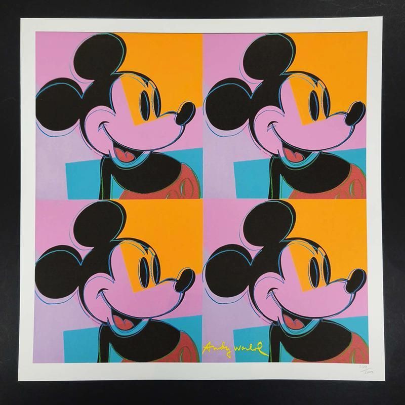 1980s Andy Warhol "Mickey Mouse" Limited Edition Lithograph By Cmoa.