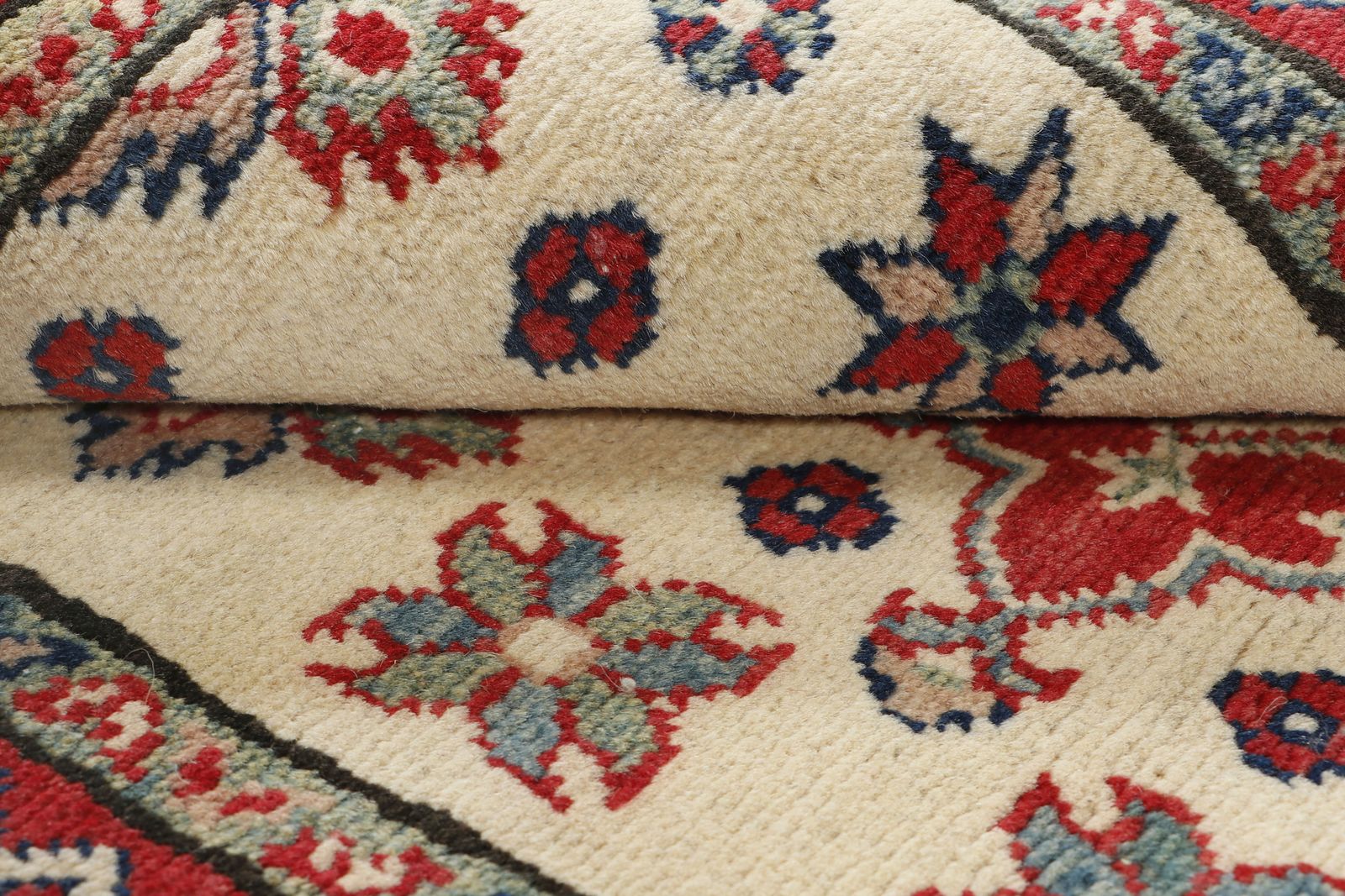 3x4 Super Kazak Ivory And Red Geometric Caucasian Rug photo 218.0