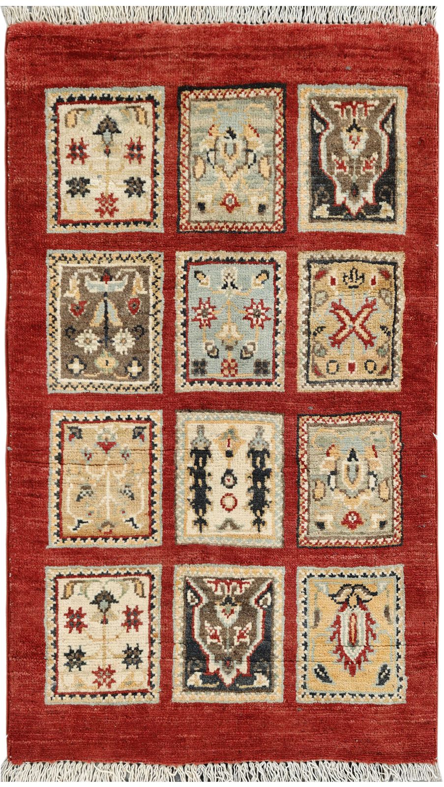 Small Red Oriental Afghan Ayna Garden Design Rug
