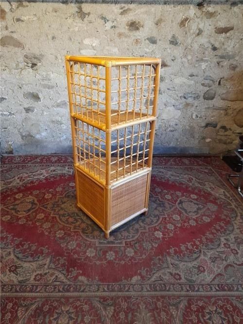 Vintage Bamboo Rattan Shelving Bamboo Boho Chic 0471 photo vinterior