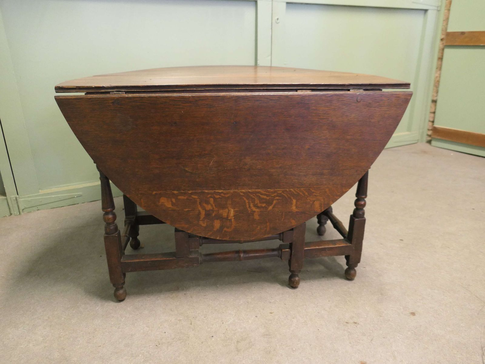 Georgian Oak Gate Leg Table With Drawer The Table Has A Solid Oak Top photo Furniture
