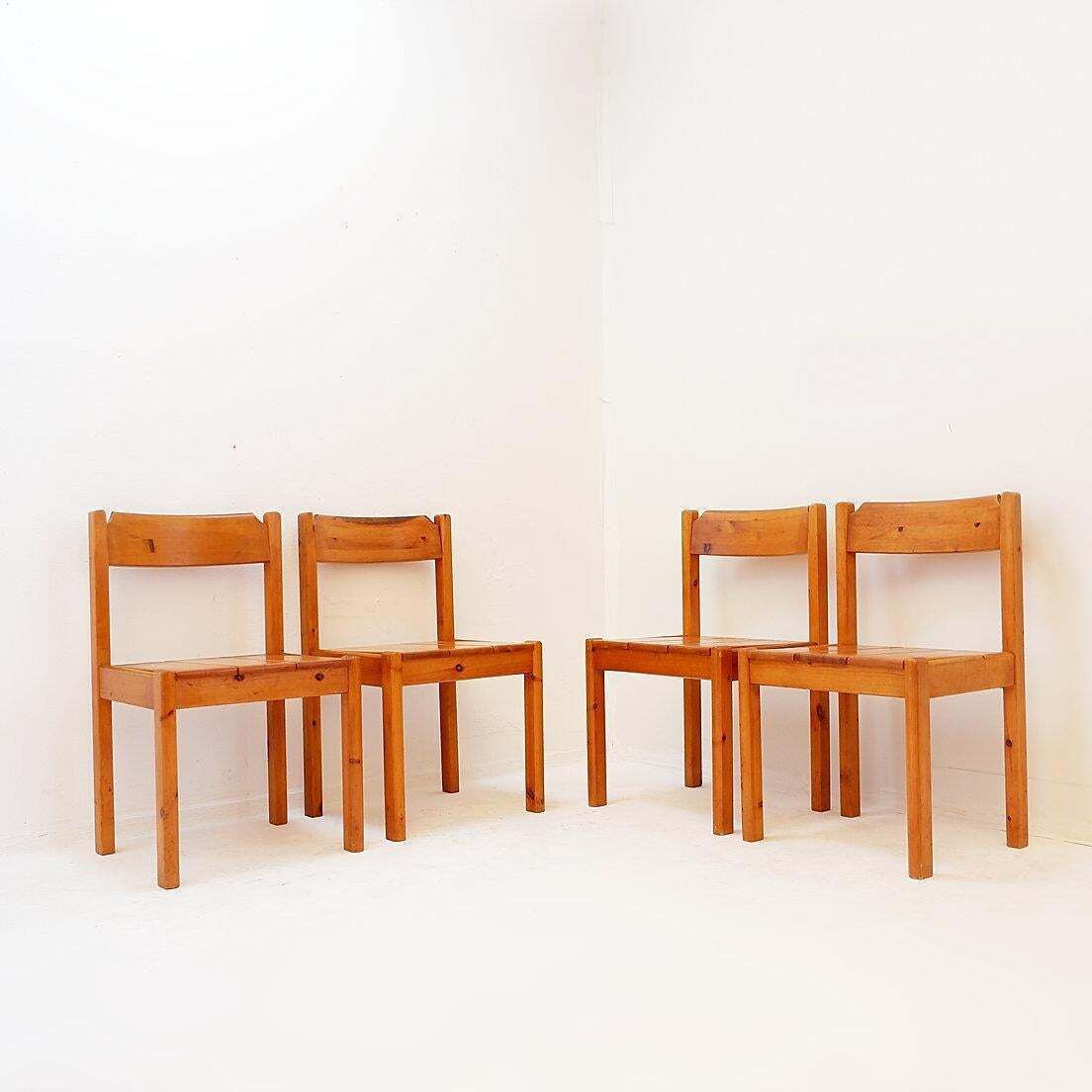 Mid Century Swedish Pine Wood Dining Set   1970s   1 Table & 4 Chairs photo furniture