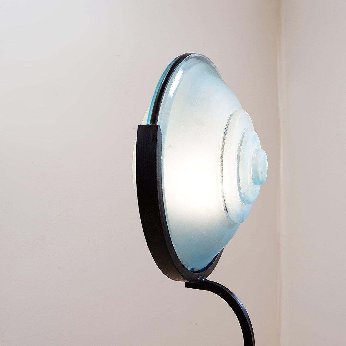 photo for sale 21st Century Industrial Floor Lamp In Metal And Sandblasted Glass