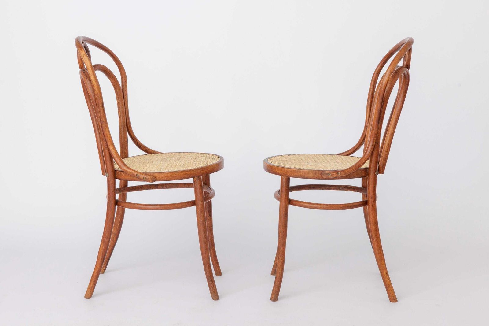 Set Of 2 Bentwood Angel Chairs 1940s, Vienna Cane Seats, Stained Beech Wood, Vintage Dining Chairs photo furniture
