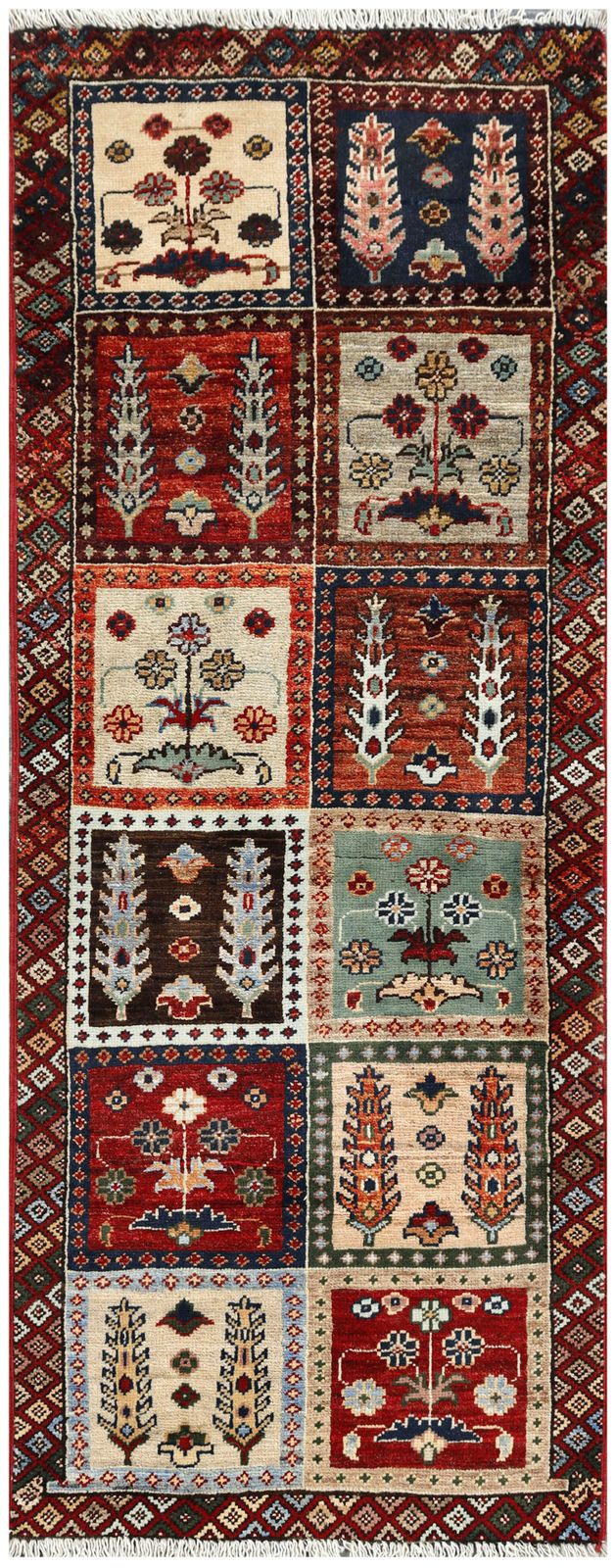 2x5 Red Garden Design Ayna Afghan Traditional Runner Rug