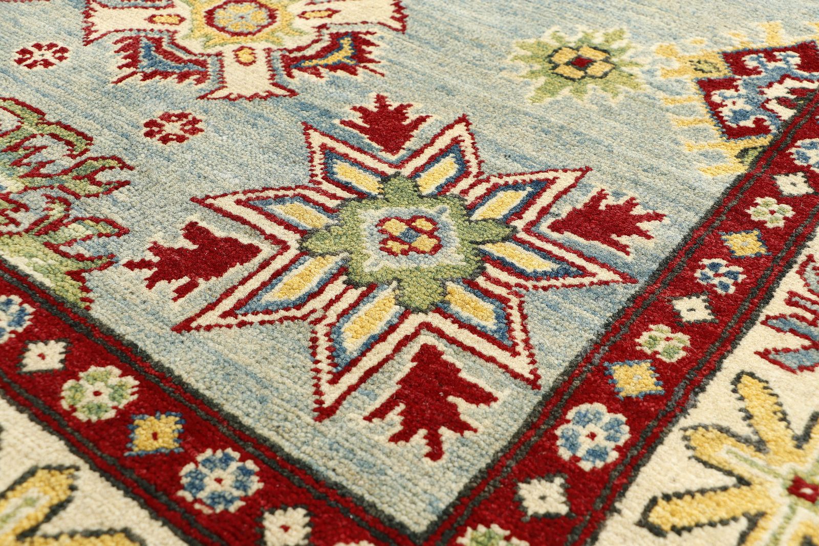 Blue Area Kazak Caucasian Geometric 4x6 Rug photo Textiles