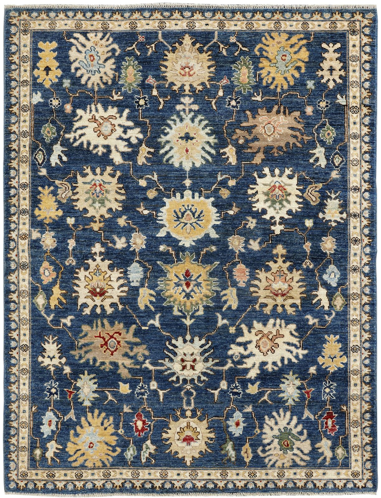 5x7 Oushak Turkish Navy Living Room Bedroom Rug