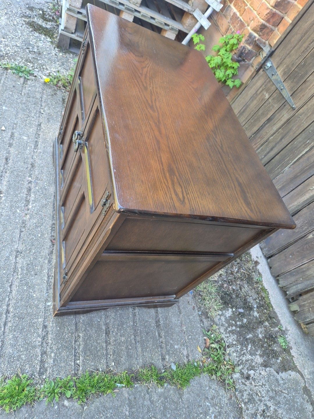 Vintage Oak Stereo Cabinet Lift Up Top & Base Cupboard photo 150.0