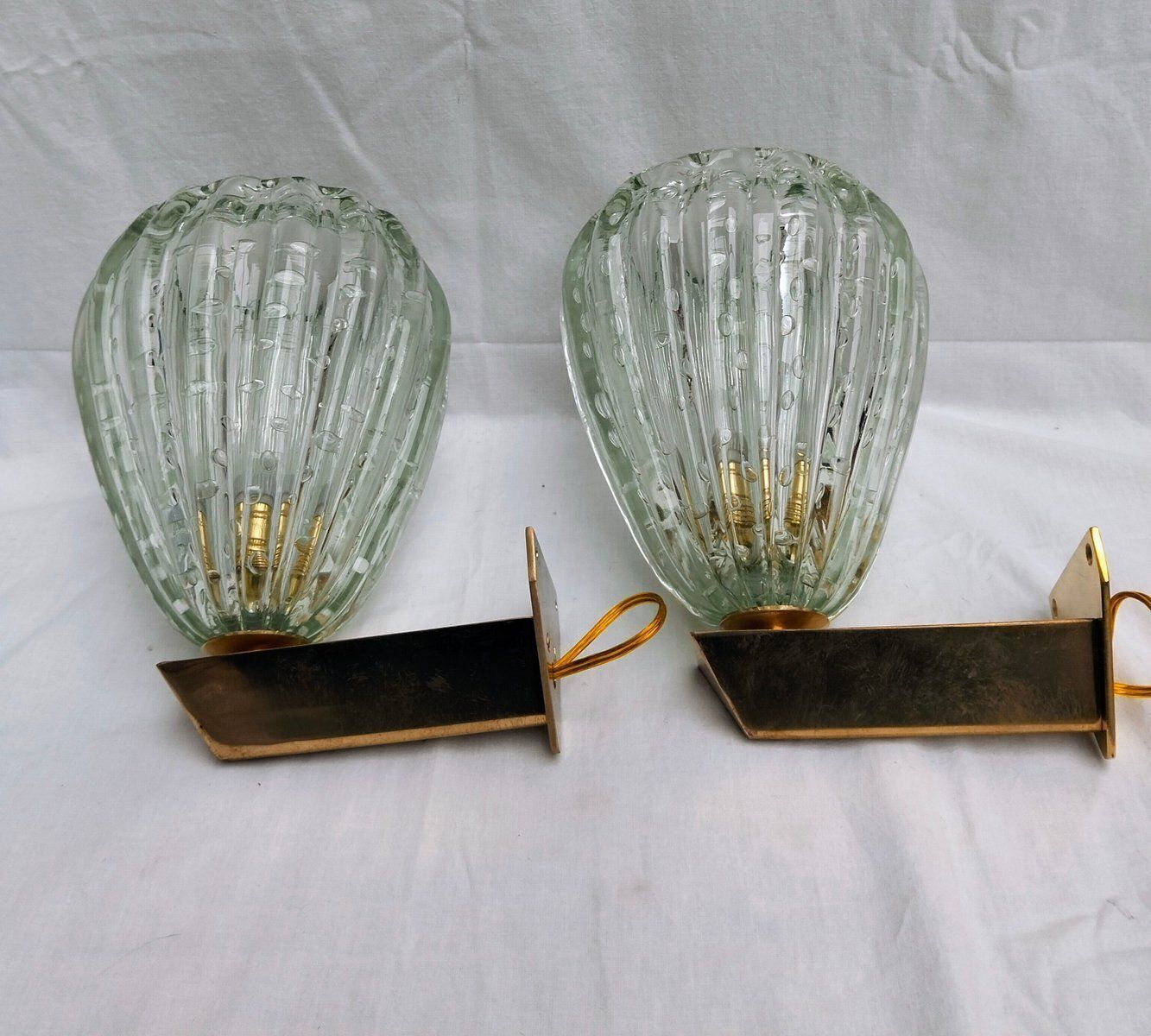 Murano Glass Wall Lights By Ercole Barovier For Barovier & Toso, 1980s, Set Of 2 photo vintage