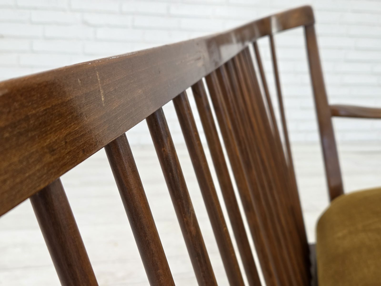 Ca. Jaren 1960, Deens Design Van Alfred Christensen, 2 Zitsbank, Groen Meubelvelours. photo vinterior