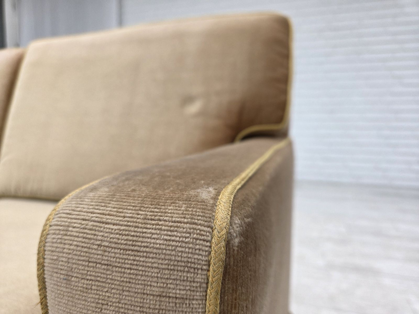 1970s, Danish 2 Seater Sofa, Honey Yellow Furniture Velour. photo buy