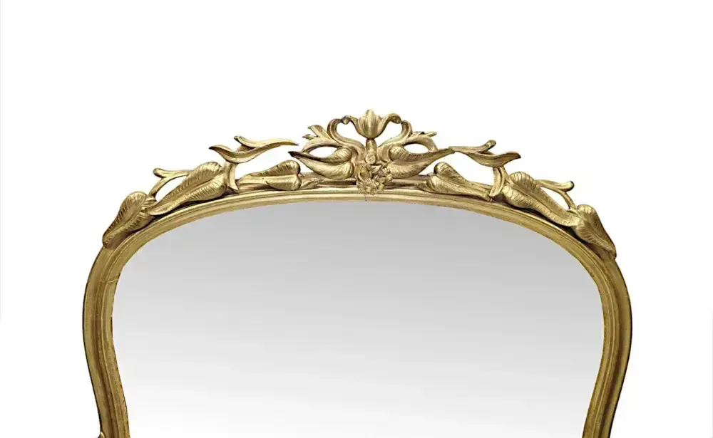 A Very Fine 19th Century Neat Size Giltwood Overmantel Mirror With Leaf And Branch Detail photo furniture
