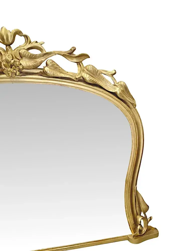 A Very Fine 19th Century Neat Size Giltwood Overmantel Mirror With Leaf And Branch Detail photo for sale