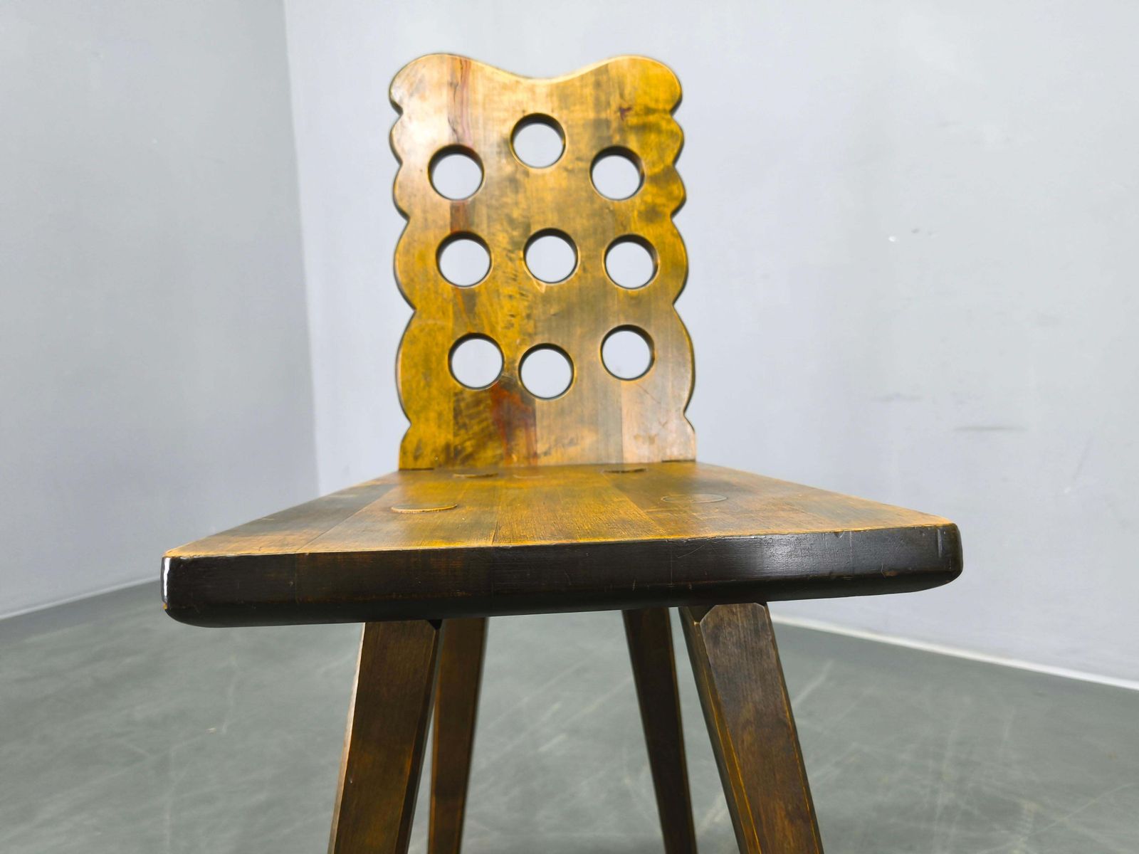 photo for sale Set Of 3 Brutalist Wooden Chairs, Czechoslovakia, 1950s