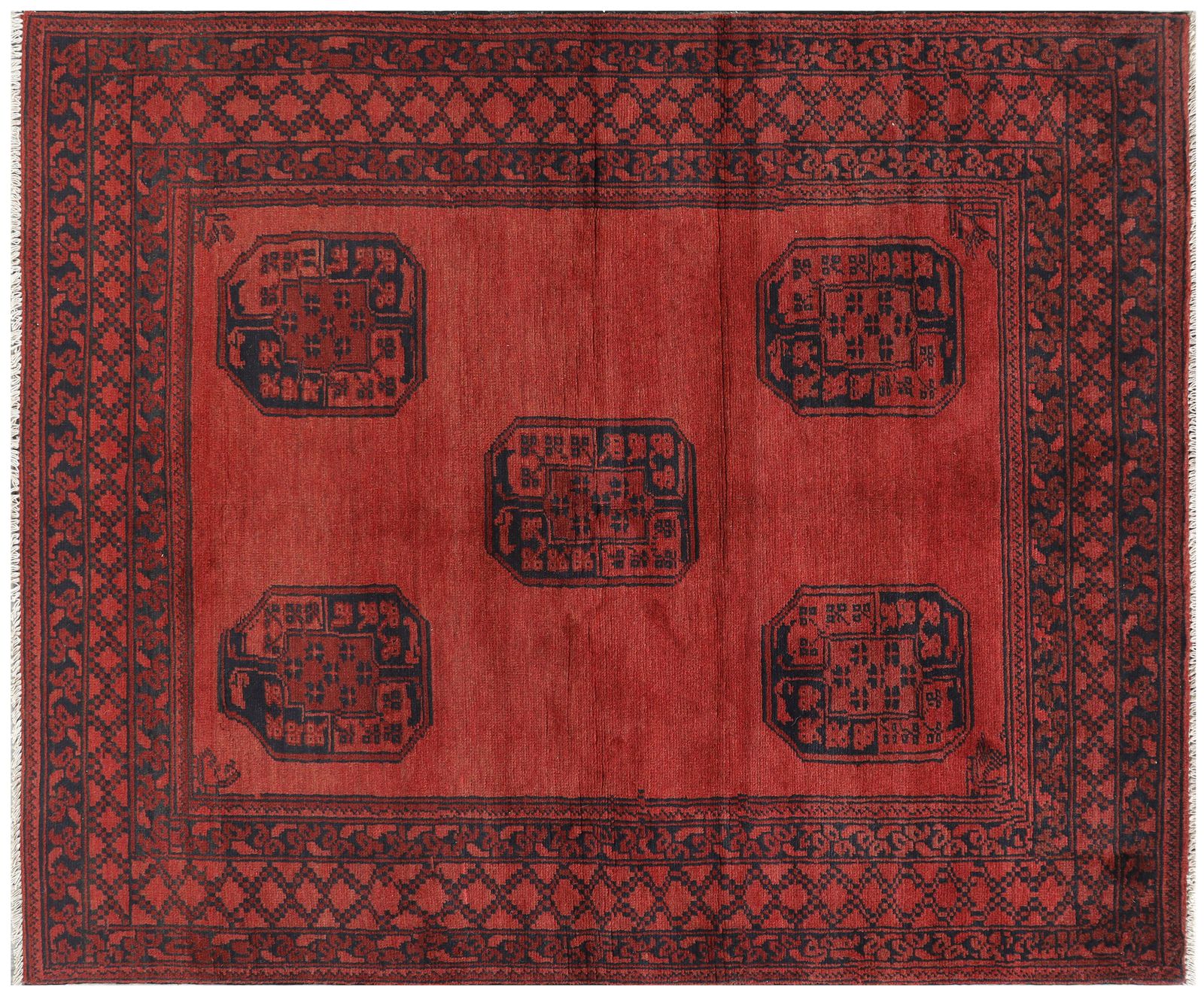 Beautiful Bokhara Hand Knotted Geometric Area Rug 5x6 photo buy