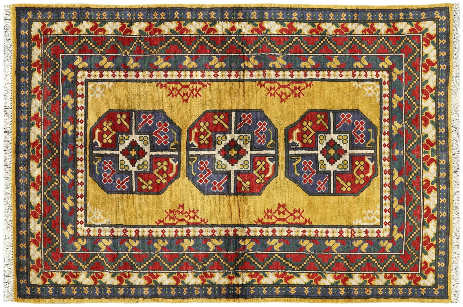 4x6 Gold Bokhara Handmade Afghan Geometric Area Rug photo buy