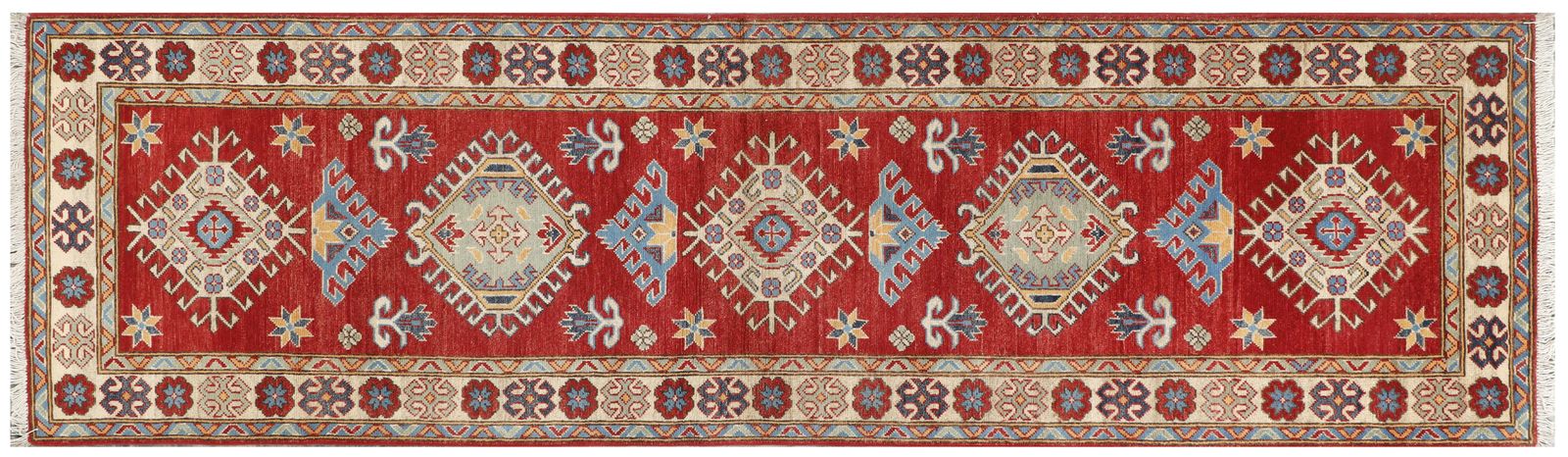 3x10 Red Kazak Handmade Caucasian Runner Rug photo buy