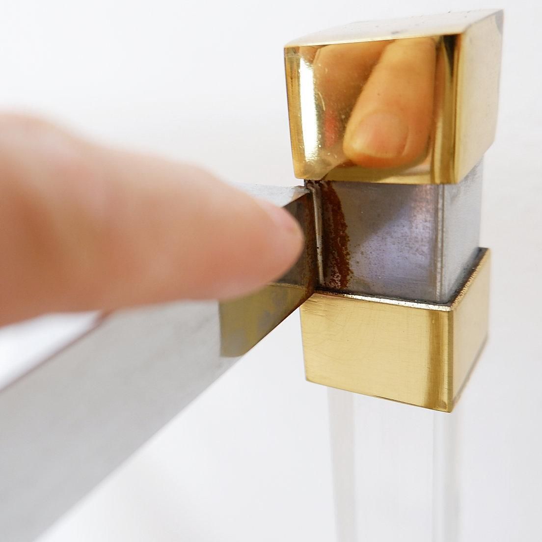 Claustra Shelf In Plexiglass, Smoked Glass And Brass, Charles Hollis Jones Style photo Furniture