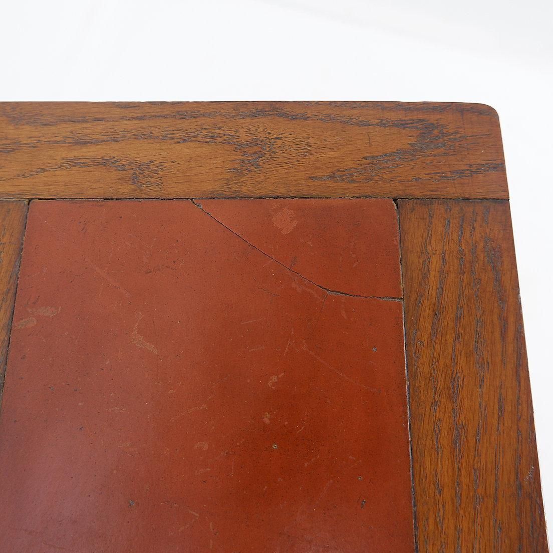 Vintage Wooden Side Table With Terracotta Tile Top   1960s photo for sale