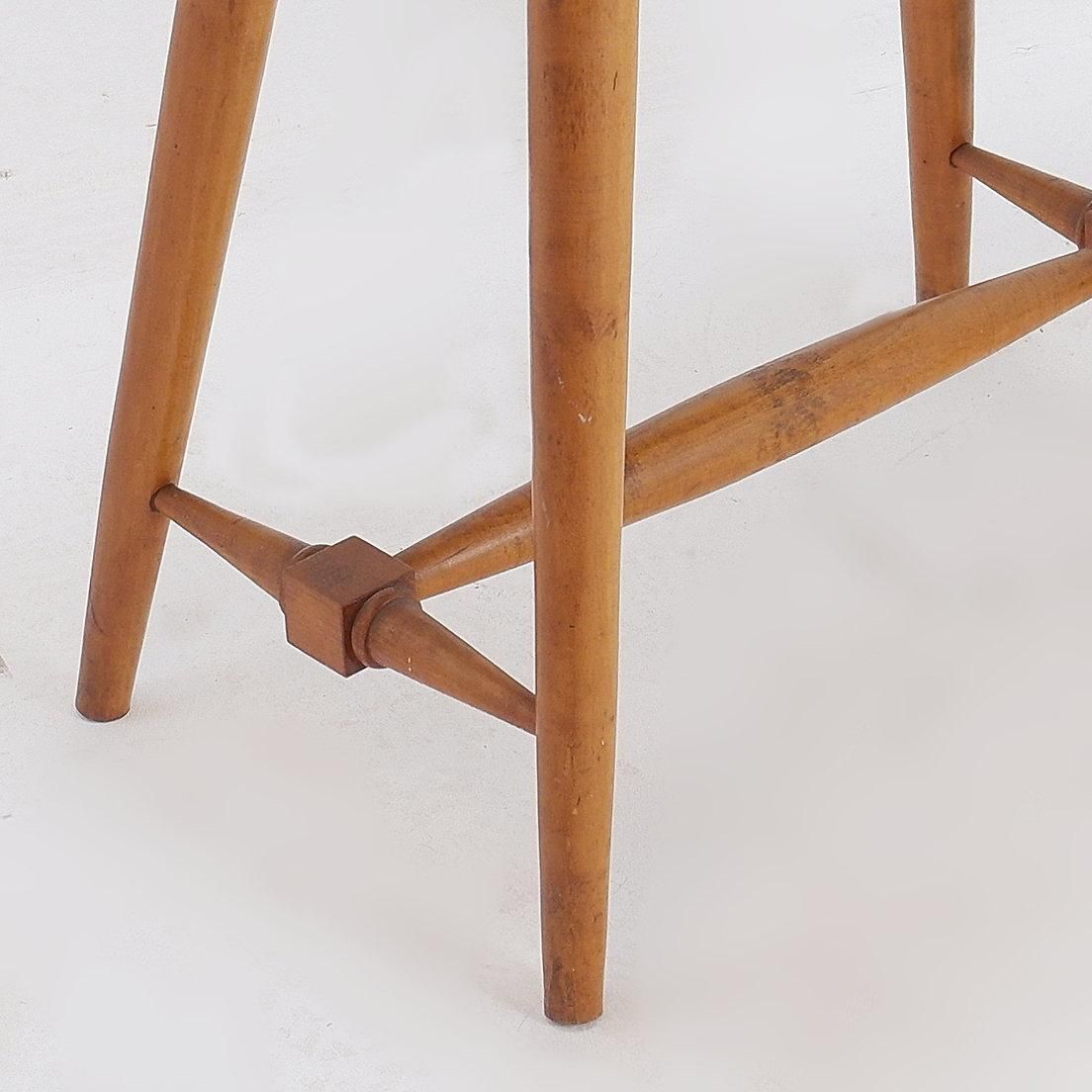 photo furniture Vintage Wooden Side Table With Terracotta Tile Top   1960s