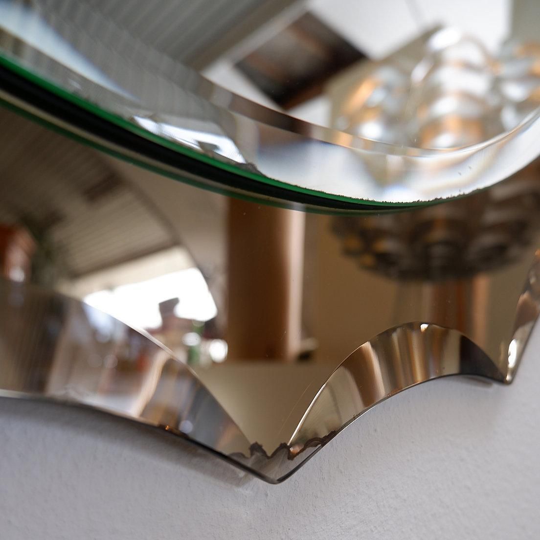 Mid Century Wall Mirror In The Style Of Cristal Art, 1960s photo for sale