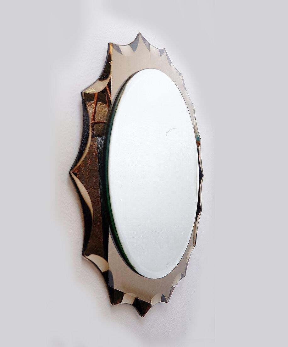 Mid Century Wall Mirror In The Style Of Cristal Art, 1960s photo buy
