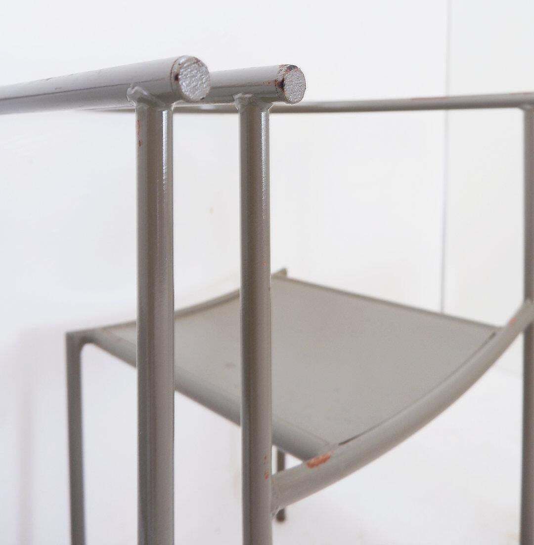 Set Of 4 Gray Metal Chairs In The Style Of Starck's "Von Vogelsans" Model photo Furniture