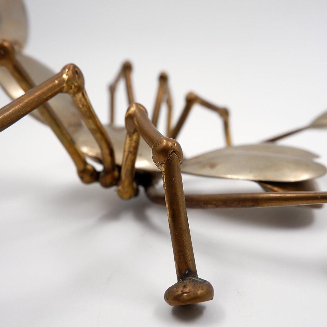 photo vinterior Brass And Metal Scorpion Sculpture, Mid Century Modern, 1970s, 22x20cm