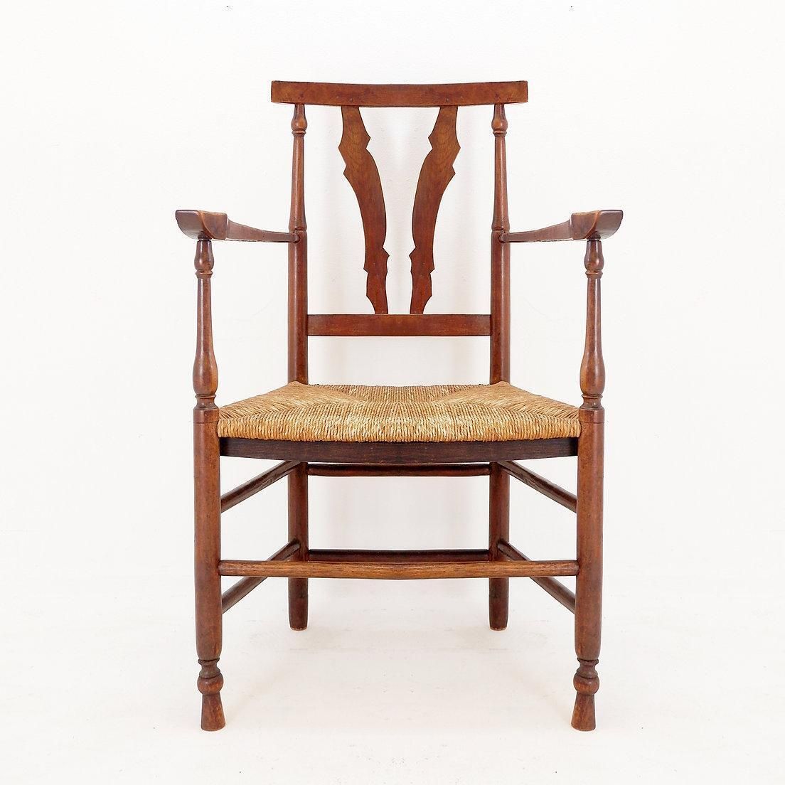 Early 20th Century French Country Armchair With High Back Design photo vintage