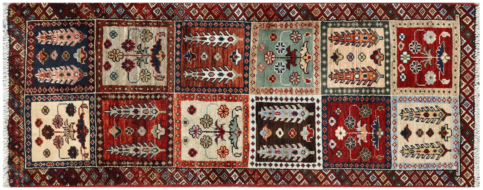 2x5 Red Garden Design Ayna Afghan Traditional Runner Rug photo buy