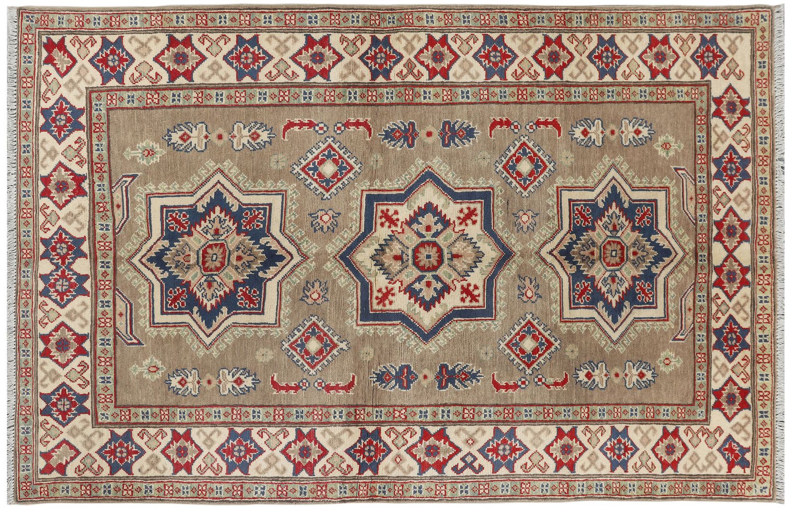 Beige Kazak Afghan Traditional Handmade 4x7 Rug photo buy
