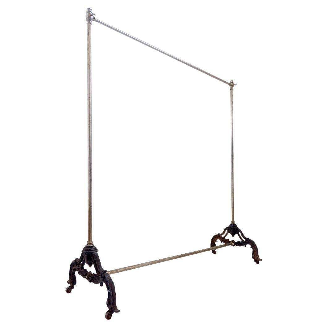 Antique English Clothes Rail, Brass & Steel, Late 19th Century, 164cm