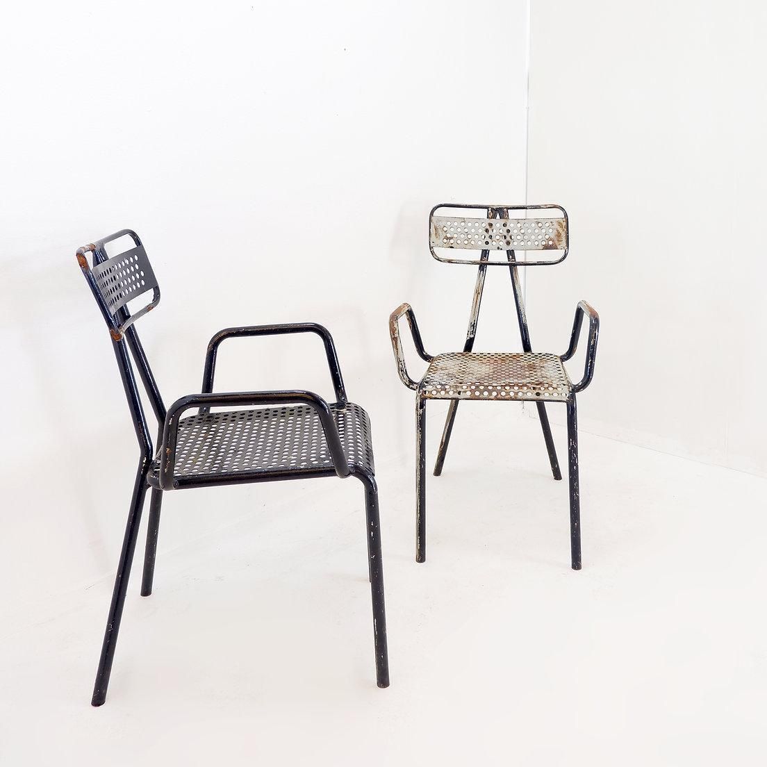 Rene Malaval 'Radar' Metal Mid Century French Garden Chairs Set Of 2 photo furniture