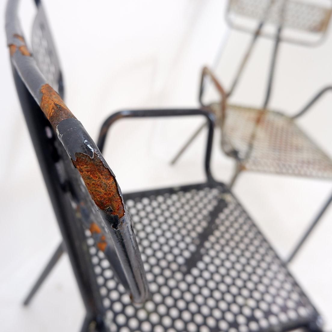 Rene Malaval 'Radar' Metal Mid Century French Garden Chairs Set Of 2 photo buy