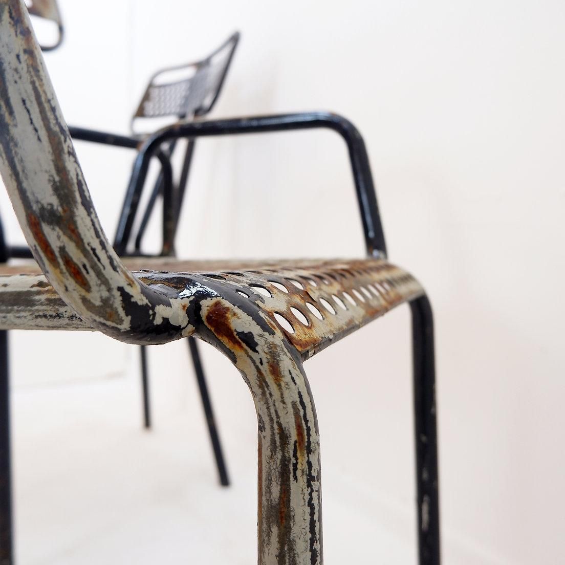 photo vinterior Rene Malaval 'Radar' Metal Mid Century French Garden Chairs Set Of 2