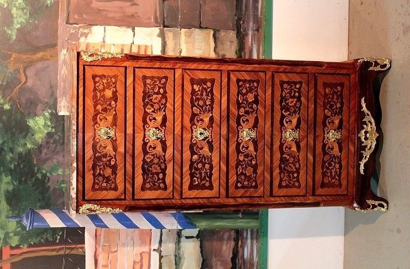 Secretary Chiffonnier Nap.III Inlaid 19th
