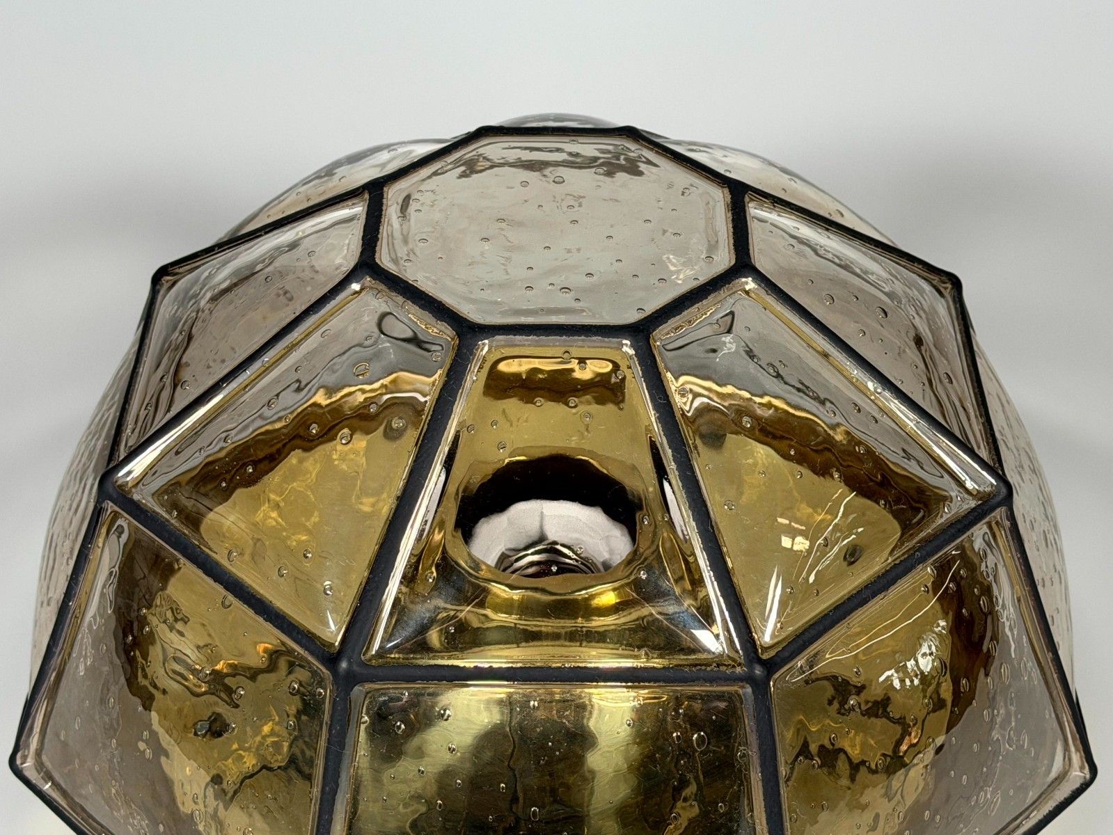 60s 70s Ceiling Lamp Glashütte Limburg Germany Plafoniere Glass & Metal photo buy