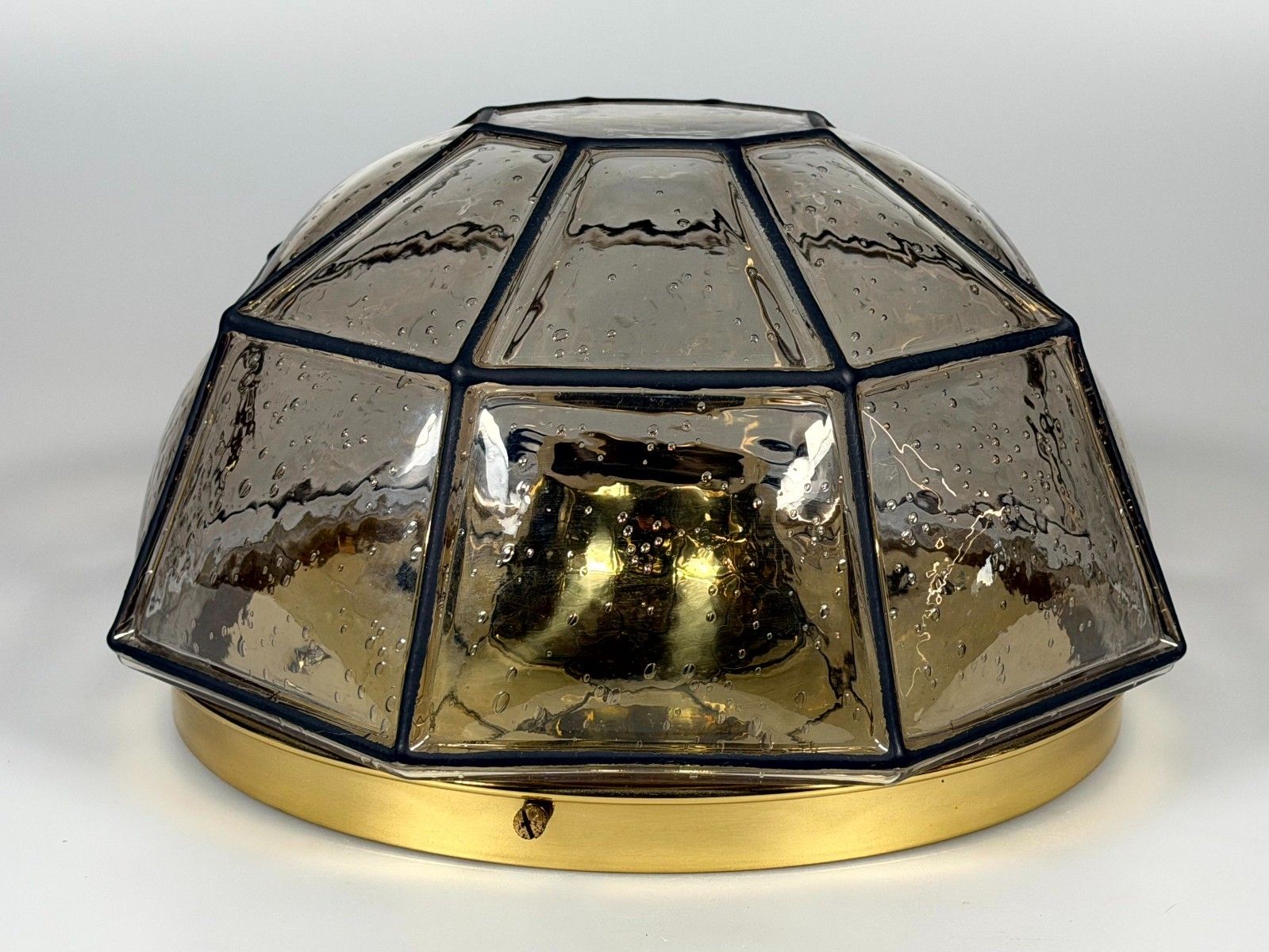 Lighting 60s 70s Ceiling Lamp Glashütte Limburg Germany Plafoniere Glass & Metal photo